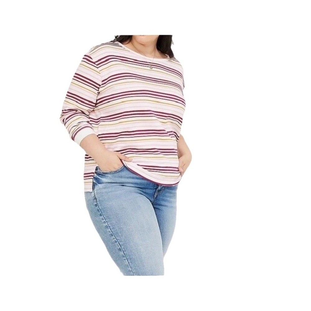 Maurices Sweatshirt Relaxed Fit Striped Criss Cross Back Womens Size XL